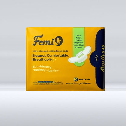 Femi9 Anion Sanitary Napkins L(12 Cotton Pads)