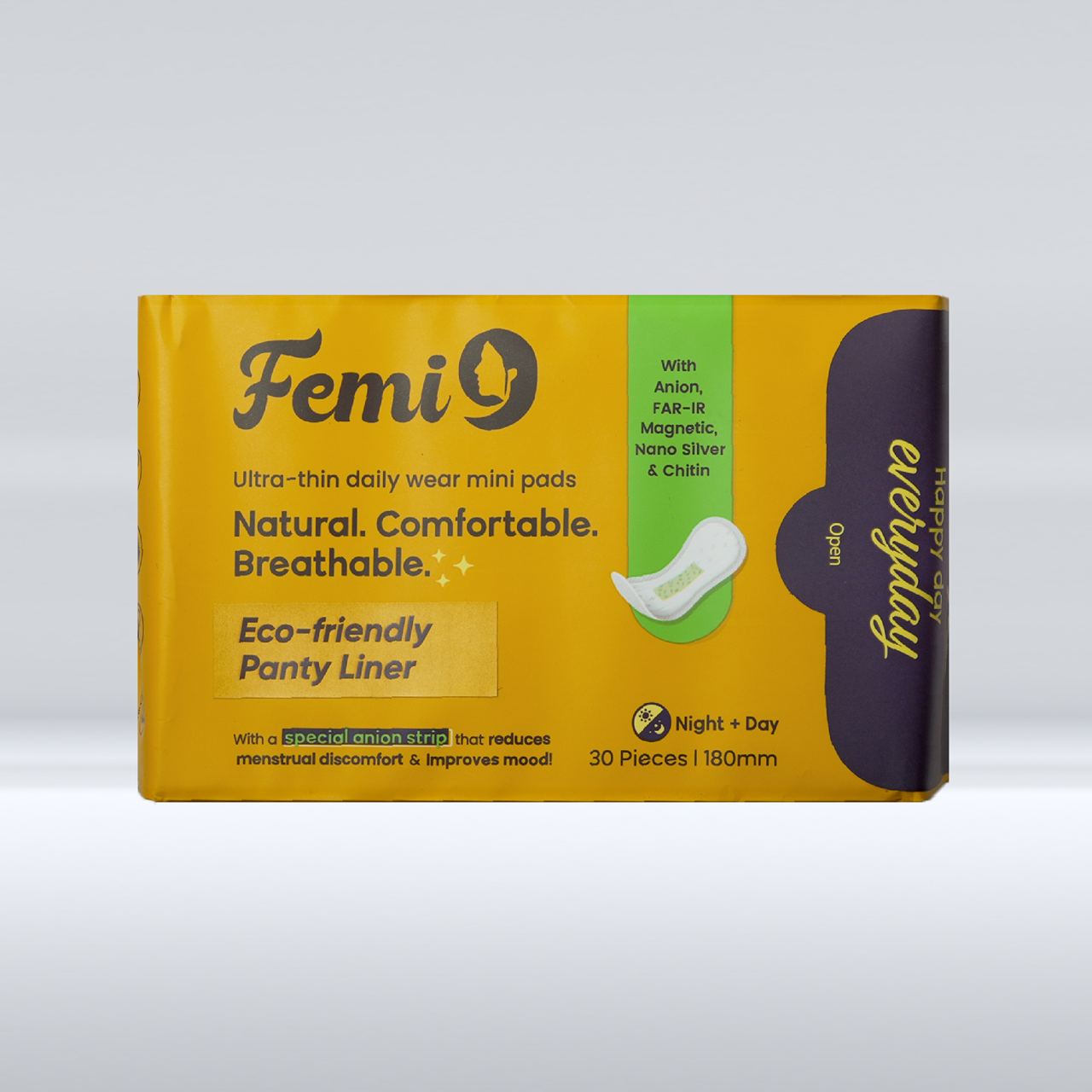 Femi9 Anion Pantyliner 180mm (30 Cotton Pads)